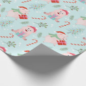 Happy Pigs Christmas Pattern Geschenkpapier (Ecke)