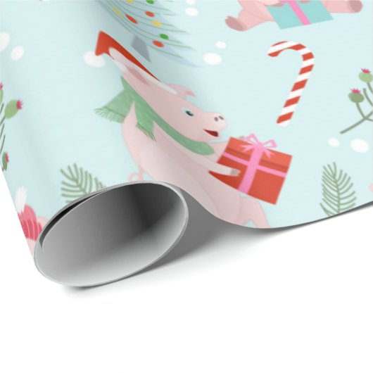Happy Pigs Christmas Pattern Geschenkpapier (Rolleneckpunkt)