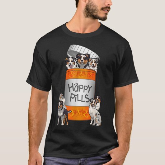 Happy Pills Australian Shepherd T-Shirt (Vorderseite)