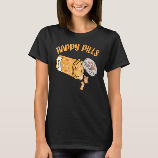 Happy Pills Corgis Dog T-Shirt (Vorderseite)