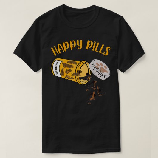Happy Pills Dackel Hund in Liebe Hunde T-Shirt (Design vorne)