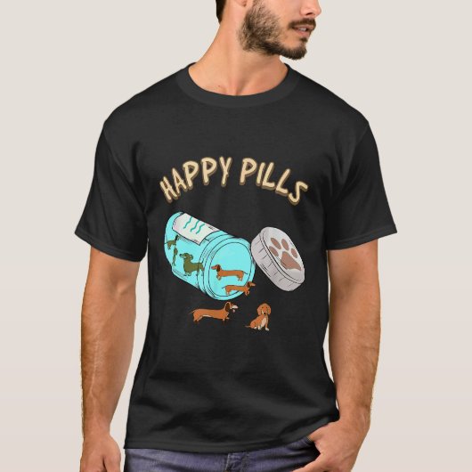Happy Pills Dackel Hund Lover T-Shirt (Vorderseite)