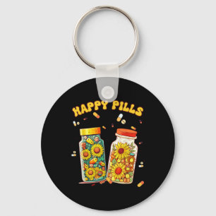 Happy Pills Medizin Sonnenblumen Mental Health Awa Schlüsselanhänger