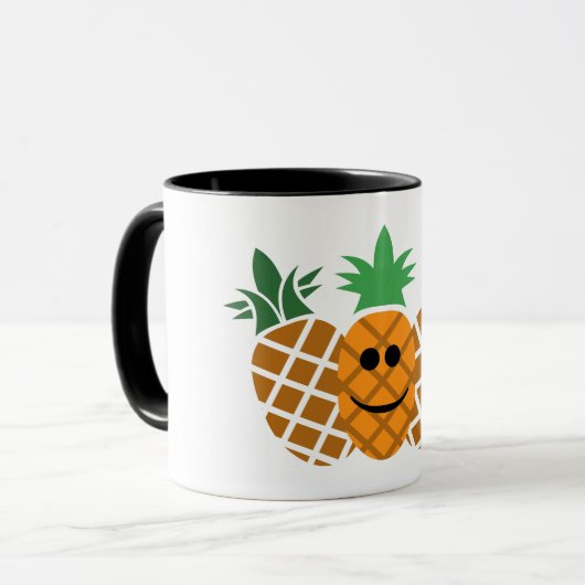 Happy Pineaple Design - Black 11 oz Combo Tasse (Vorderseite Links)