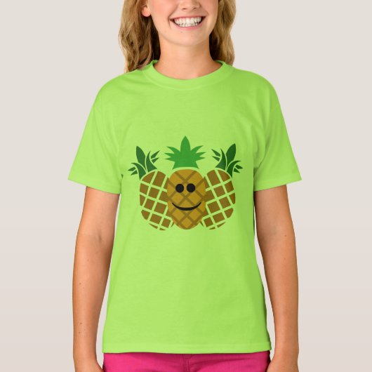 Happy Pineaple Design - Girls' Basic T - Shirt (Vorderseite)