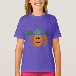 Happy Pineaple Design - Girls' Basic T - Shirt