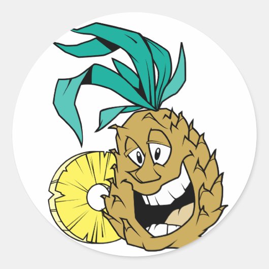 Happy Pineaple Runder Aufkleber (Vorderseite)