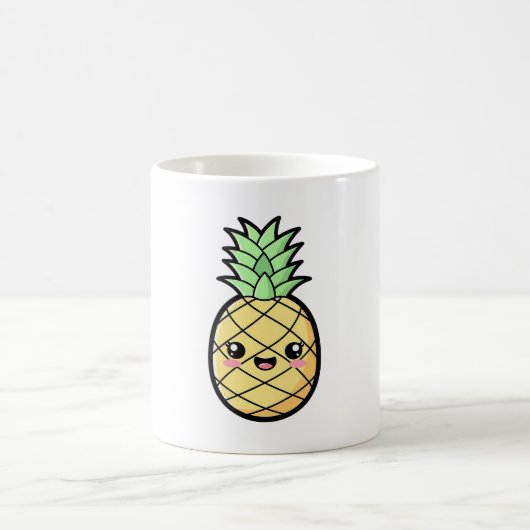 Happy Pineapple – Cute Kawaii Illustration Kaffeetasse (Mittel)