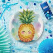 Happy Pineapple Paper Plates Pappteller (Party)