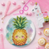 Happy Pineapple Paper Plates Pappteller (Party)