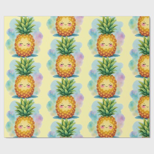 Happy Pineapple Wrapping Paper Geschenkpapier (Flach)