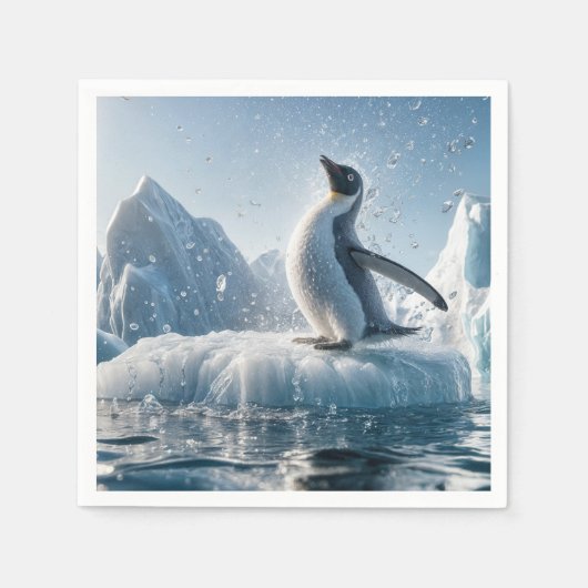Happy Pinguin auf einem Eisberg Serviette (Vorderseite)