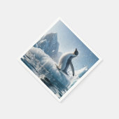 Happy Pinguin auf einem Eisberg Serviette (Ecke)