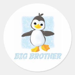 Happy Pinguin Big Brother Classic Round Sticker