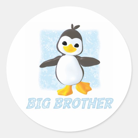 Happy Pinguin Big Brother Classic Round Sticker (Vorderseite)
