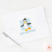 Happy Pinguin Big Brother Classic Round Sticker (Umschlag)