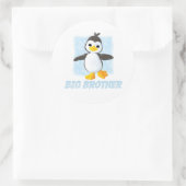 Happy Pinguin Big Brother Classic Round Sticker (Tasche)