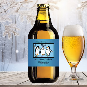 Happy Pinguin Dancing Trauzeugen Beer Label Bierflaschenetikett