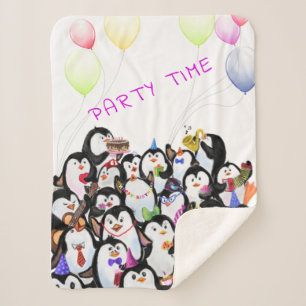 Happy Pinguin Party Sherpa Blanket - Benutzerdefin Sherpadecke