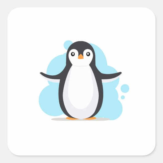 Happy Pinguin Quadratischer Aufkleber (Vorderseite)