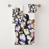 Happy Pinguins Badehandtücher - Custom Text Badhandtuch Set (Insitu)