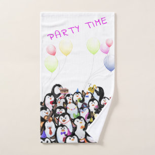 Happy Pinguins Badehandtücher - Custom Text Badhandtuch Set