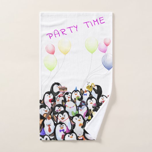 Happy Pinguins Badehandtücher - Custom Text Badhandtuch Set (Handtuch)