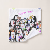 Happy Pinguins Badehandtücher - Custom Text Badhandtuch Set (Waschlappen)