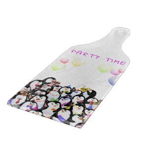 Happy Pinguins Party Cartoon Zeichnend - Niedlich  Schneidebrett