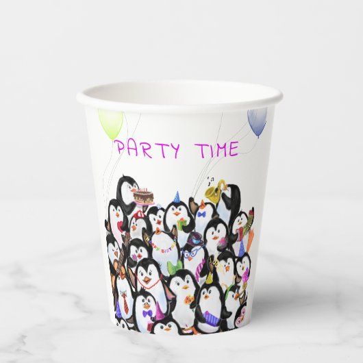 Happy Pinguins Party Paper Cups - Benutzerdefinier Pappbecher (Vorderseite)