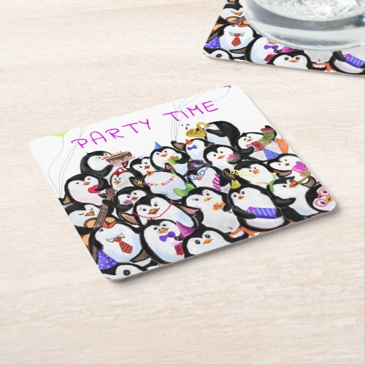 Happy Pinguins Party Paper Untersetzer (angewinkelt)