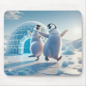 Happy Pinguins Tanzen Mousepad (Vorne)