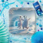 Happy Pinguins Tanzen Pappteller (Party)