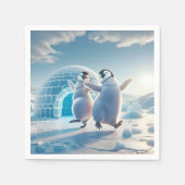 Happy Pinguins Tanzen Serviette (Vorderseite)