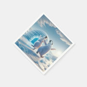 Happy Pinguins Tanzen Serviette (Ecke)