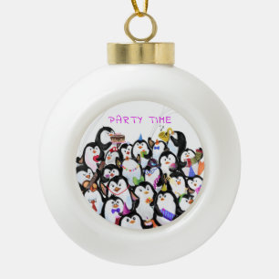 Happy Pinguins Weihnachtsschmuck - Benutzerdefinie Keramik Kugel-Ornament