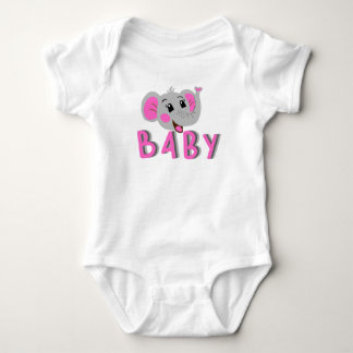 Happy Pink Baby Elephant Strampler
