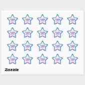 Happy Pink Blue Individuelle Name Star Stickers (Blatt)