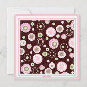 Happy Pink Dots Twin Girl Babydusche Einladung (Rückseite)