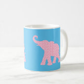 Happy Pink Elephant Art Muster Moderne Kaffeetasse (VorderseiteRechts)