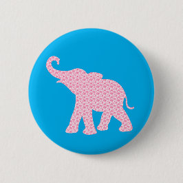 Happy Pink Elephant Art Muster Niedlich Button