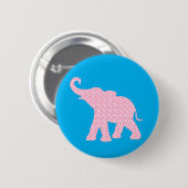 Happy Pink Elephant Art Muster Niedlich Button (Vorne & Hinten)
