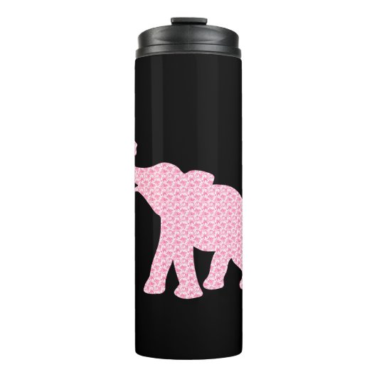 Happy Pink Elephant Art Muster Niedlich Thermosbecher (Vorderseite)