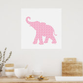 Happy Pink Elephant Art Pattern Niedlich Poster (Küche)