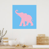 Happy Pink Elephant Art Pattern Niedlich Poster (Küche)