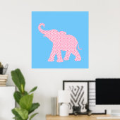 Happy Pink Elephant Art Pattern Niedlich Poster (Heimbüro)
