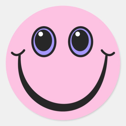 Happy Pink Emoji Face Runder Aufkleber (Vorderseite)