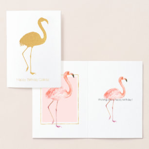 Happy Pink Flamingo Birthday Folienkarte