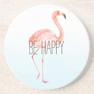 Happy Pink Flamingo Getränkeuntersetzer