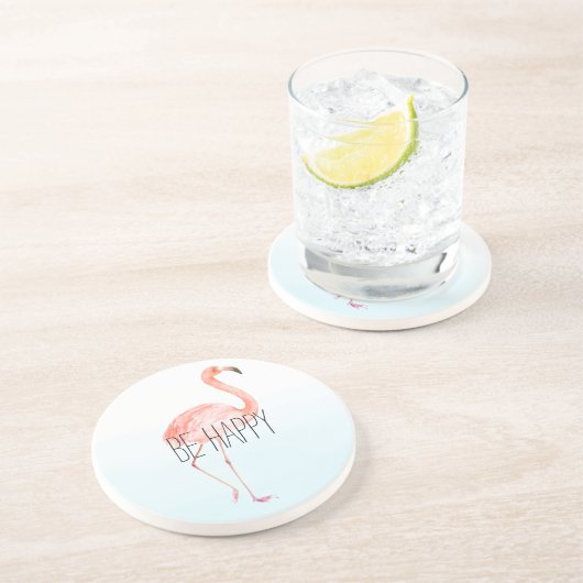 Happy Pink Flamingo Getränkeuntersetzer (Seite)